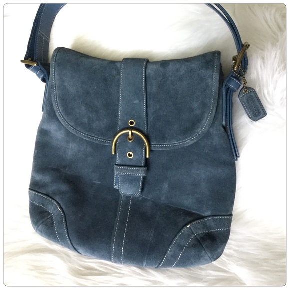 coach blue suede purse